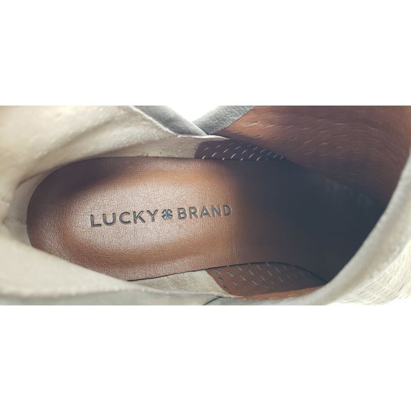 Lucky Brand Baley Suede Leather Ankle Bootie ~ Neutral Casual Boots ~ 7.5 - Picture 3 of 9